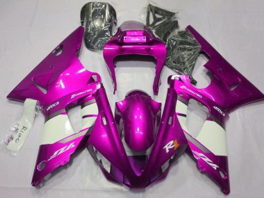 Affordable 2000-2001 Yamaha YZF 1000 R1 Motorcycle Fairings - Raspberry White Silver
