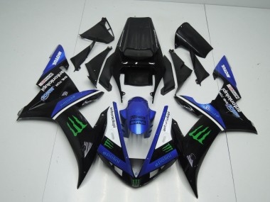 Affordable 2002-2003 Yamaha YZF 1000 R1 Motorcycle Fairings - Blue White Black Green Motul Green Monster