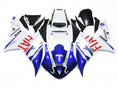 Affordable 2002-2003 Yamaha YZF 1000 R1 Motorcycle Fairings - White Blue Red Fiat Motul