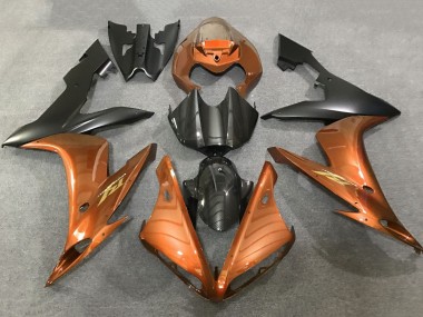 Affordable 2004-2006 Yamaha YZF 1000 R1 Motorcycle Fairings - Orange Faux Carbon Fiber Matte Black