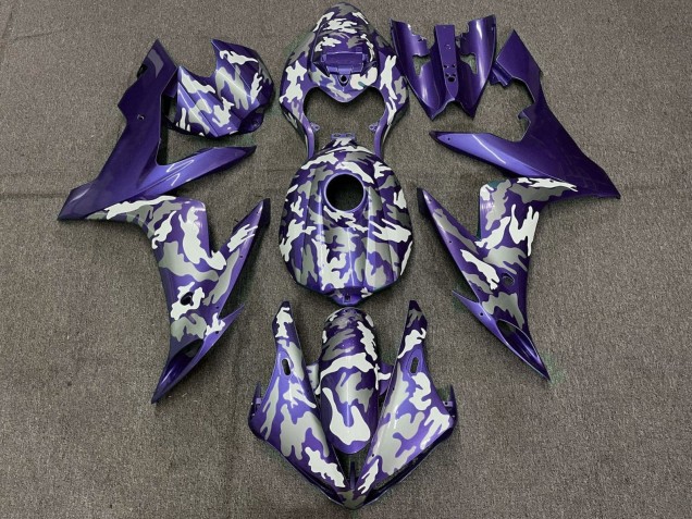 2004-2006 Yamaha YZF 1000 R1 Motorcycle Fairings - Purple White Grey Camouflage