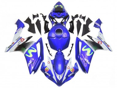 Affordable 2007-2008 Yamaha YZF 1000 R1 Motorcycle Fairings - Blue White Green ENEOS