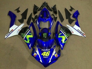 Affordable 2007-2008 Yamaha YZF 1000 R1 Motorcycle Fairings - Blue White Black Green MoviStar Monster ENEOS