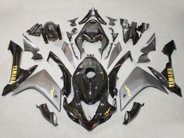 Affordable 2007-2008 Yamaha YZF 1000 R1 Motorcycle Fairings - Grey Glossy Black Gold Decal