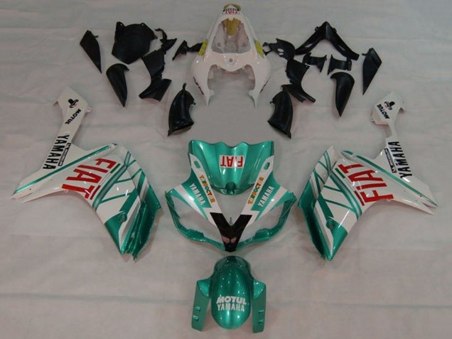 2007-2008 Yamaha YZF 1000 R1 Motorcycle Fairings - White Green Red Fiat