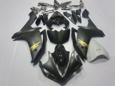 Affordable 2007-2008 Yamaha YZF 1000 R1 Motorcycle Fairings - Glossy Black Matte Black Gold Decal