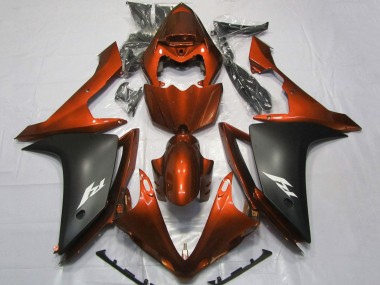 Affordable 2007-2008 Yamaha YZF 1000 R1 Motorcycle Fairings - Orange Matte Black