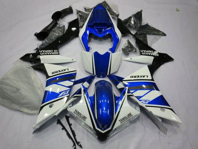 2007-2008 Yamaha YZF 1000 R1 Motorcycle Fairings - White Blue Black Layerd