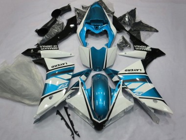 Affordable 2007-2008 Yamaha YZF 1000 R1 Motorcycle Fairings - White Light Blue Black Layerd