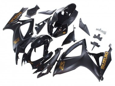 Affordable 2006-2007 Suzuki GSXR 600 / GSXR 750 Motorcycle Fairings - Matte Black Glossy Black Gold