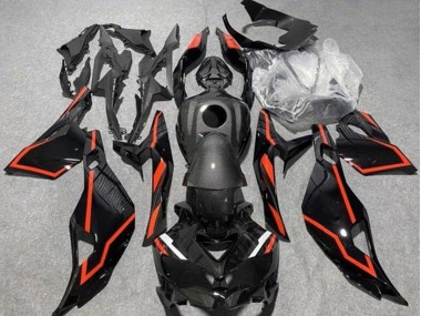 Affordable 2019-2025 Kawasaki ZX4R ZX-4RR Motorcycle Fairings - Faux Carbon Fiber Black Red