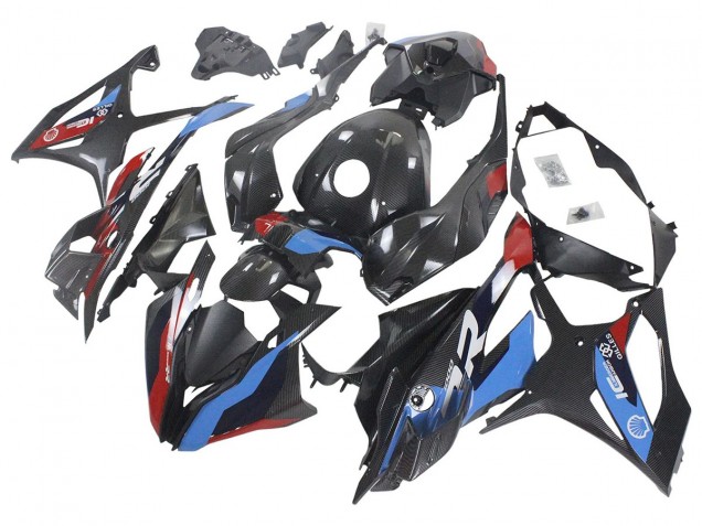 2023-2024 BMW S1000RR Motorcycle Fairings - Blue Red Carbon Fiber