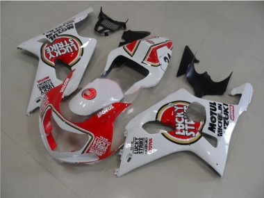 Affordable 2000-2002 Suzuki GSXR 1000 Motorcycle Fairings - White Red Lucky Strike