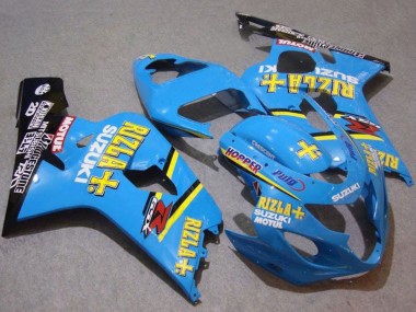 Affordable 2004-2005 Suzuki GSXR 750 Motorcycle Fairings - Blue Gold Black Motul Rizla