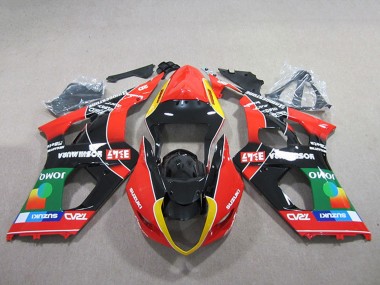 Affordable 2003-2004 Suzuki GSXR 1000 Motorcycle Fairings - Red Yellow Green Black