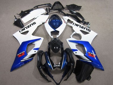Affordable 2005-2006 Suzuki GSXR 1000 Bike Fairings - White Blue Glossy Black