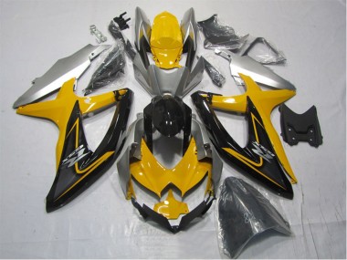 Affordable 2007-2008 Suzuki GSXR 1000 Motorcycle Fairing Kits - Yellow Silver Black