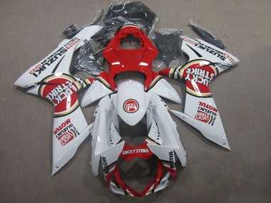 Affordable 2011-2024 Suzuki GSXR 600 Motorcycle Fairings - White Red Motul Lucky Strike