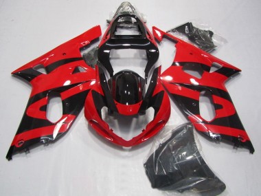 Affordable 2001-2003 Suzuki GSXR 750 Motorcycle Fairings - Red Glossy Black