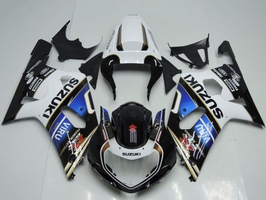 Affordable 2001-2003 Suzuki GSXR 750 Motorcycle Fairings - White Blue Glossy Black Viru