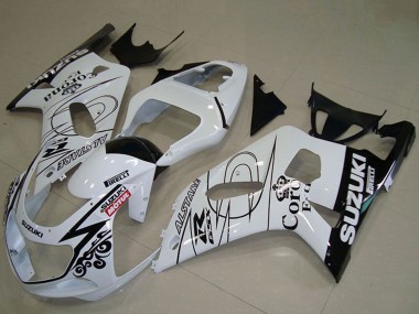 Affordable 2001-2003 Suzuki GSXR 750 Motorcycle Fairings - White Black Alstare Corona Extra Motul