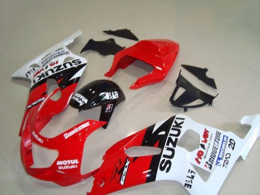 Affordable 2001-2003 Suzuki GSXR 750 Motorcycle Fairings - Red White Glossy Black Motul