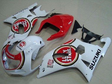 Affordable 2001-2003 Suzuki GSXR 750 Motorcycle Fairings - White Red Lucky Strike