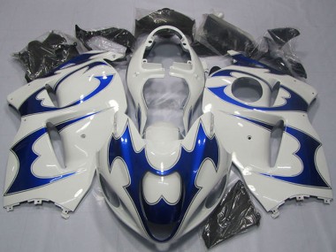 Affordable 1996-2007 Suzuki GSXR 1300 Hayabusa Motorcycle Fairing Kits - White Blue