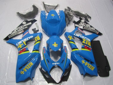 Affordable 2007-2008 Suzuki GSXR 1000 Bike Fairings - Blue Gold Black Rizla