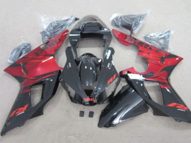Affordable 2000-2001 Yamaha YZF R1 Motorcycle Fairings - Red Glossy Black