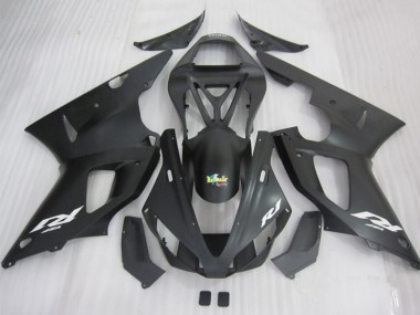 Affordable 2000-2001 Yamaha YZF R1 Motorcycle Fairings - Matte Black White Decal