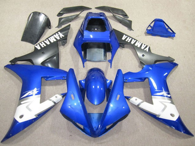 2002-2003 Yamaha YZF R1 Motorcycle Fairings - Blue White Matte Black