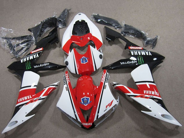 2004-2006 Yamaha YZF R1 Motorcycle Fairings - White Red Black Green Motul Monster