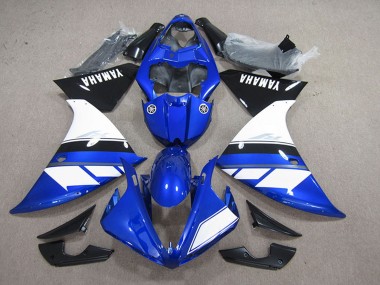 Affordable 2012-2014 Yamaha YZF R1 Motorcycle Fairing - Blue White Glossy Black