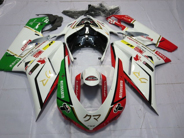 77 White Red Green 07-14 Ducati Ducati 848 1098 1198 Fairings