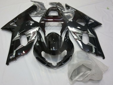 Black Silver 01-03 Suzuki GSXR 600-750 Fairings