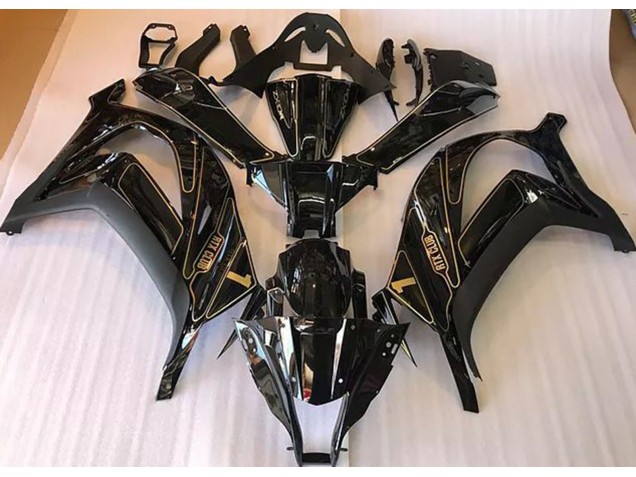 Black and Gold 16-19 Kawasaki ZX10R Fairings Black and Gold 16-19 Kawasaki ZX10R Fairings