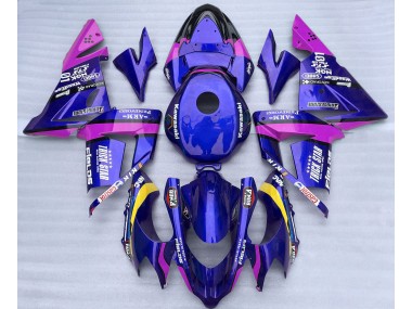 Blue and Pink Trickstar 04-05 Kawasaki ZX10R Fairings