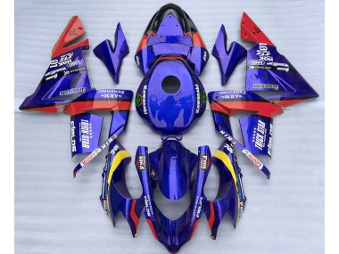 Blue and Red Trickstar 04-05 Kawasaki ZX10R Fairings