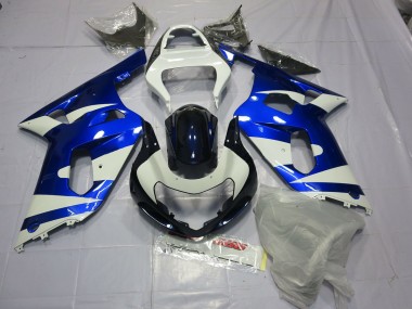 Blue and White 01-03 Suzuki GSXR 600-750 Fairings