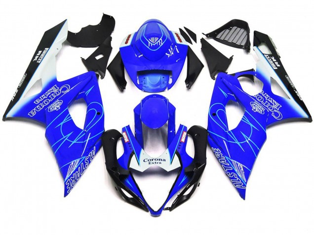 Blue and White Corona Style 05-06 Suzuki GSXR 1000 Fairings Blue and White Corona Style 05-06 Suzuki GSXR 1000 Fairings