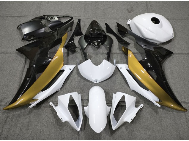 Custom Gold Black and White 08-16 Yamaha R6 Fairings Custom Gold Black and White 08-16 Yamaha R6 Fairings