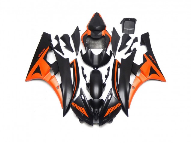 Custom Matte Black and Orange 06-07 Yamaha R6 Fairings Custom Matte Black and Orange 06-07 Yamaha R6 Fairings