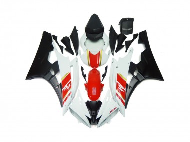 Custom Matte Black and Red with White 06-07 Yamaha R6 Fairings