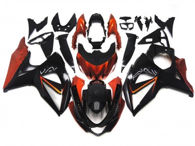 Custom Orange and Black with Silver inlay 09-16 Suzuki GSXR 1000 Fairings