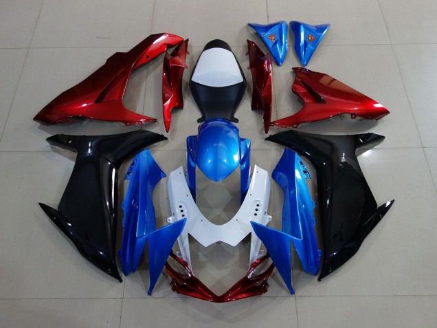 Custom Red Black and Blue 11-24 Suzuki GSXR 600-750 Fairings Custom Red Black and Blue 11-24 Suzuki GSXR 600-750 Fairings