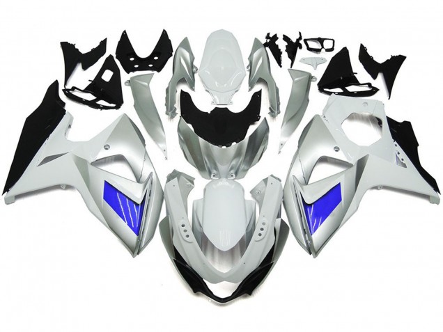 Custom Silver and White with Black 09-16 Suzuki GSXR 1000 Fairings Custom Silver and White with Black 09-16 Suzuki GSXR 1000 Fairings
