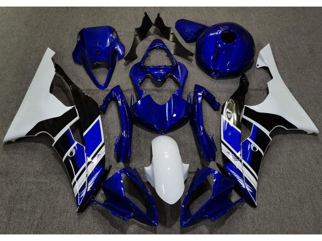Dark Blue and White Custom 08-16 Yamaha R6 Fairings Dark Blue and White Custom 08-16 Yamaha R6 Fairings