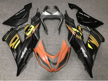Gloss Black & Orange 13-18 Kawasaki ZX6R Fairings