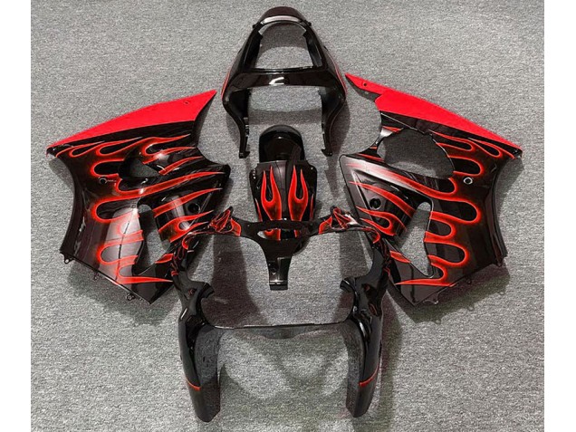 Gloss Black & Red Flame 00-02 Kawasaki ZX6R Fairings Gloss Black & Red Flame 00-02 Kawasaki ZX6R Fairings